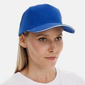 Бейсболка Long Beach, ярко-синяя с белым