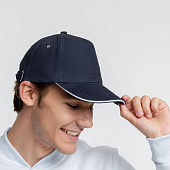 Бейсболка Classic, темно-синяя с белым кантом