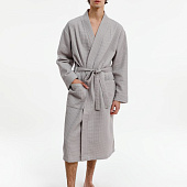 Халат вафельный Kimono, светло-серый