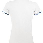 Рубашка поло женская Pasadena Women 200 с контрастной отделкой, белая с голубым