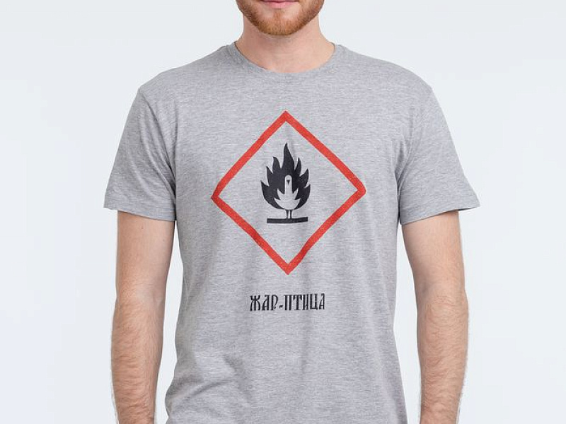 Футболка «Жар-птица», серый меланж