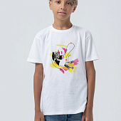 Футболка детская «Обними кота», белая