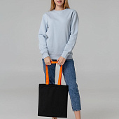 Холщовая сумка BrighTone, черная с оранжевыми ручками