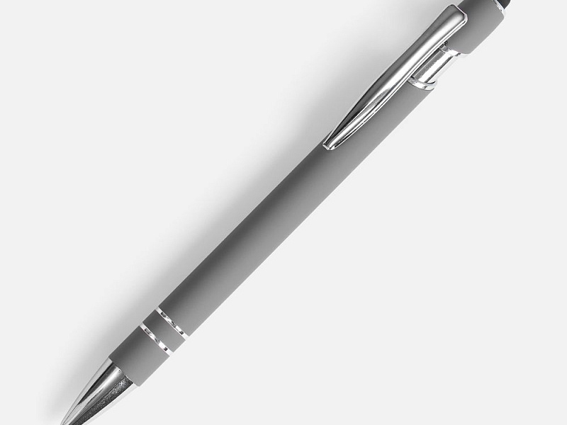 Ручка шариковая Pointer Soft Touch со стилусом, серая