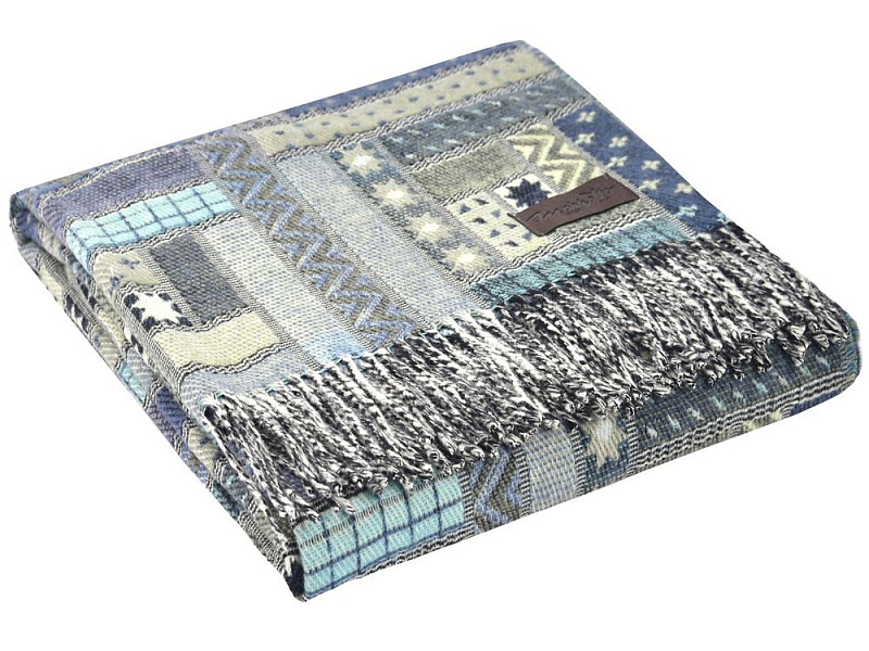 Плед Baltimora, синий с серым