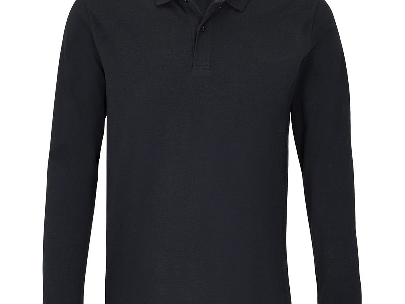 Рубашка поло унисекс с длинным рукавом Planet LSL, черная