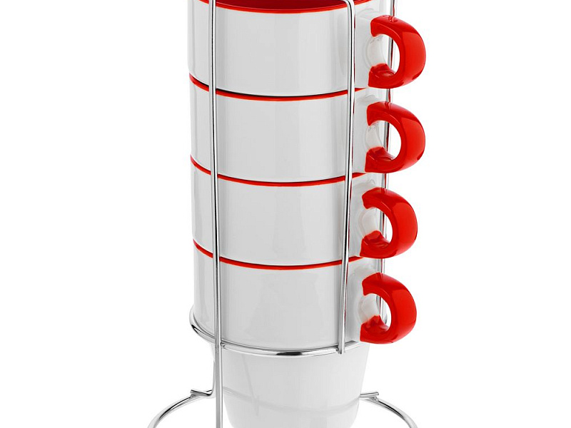 Набор из 4 кружек Inset с подставкой, красный