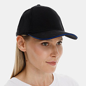 Бейсболка Long Beach, черная с ярко-синим