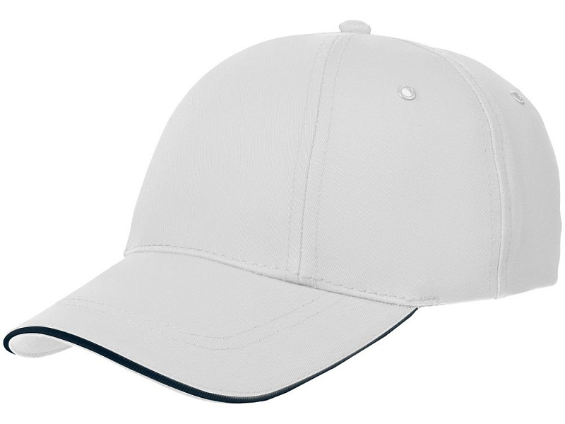 Бейсболка Canopy, белая с темно-синим кантом