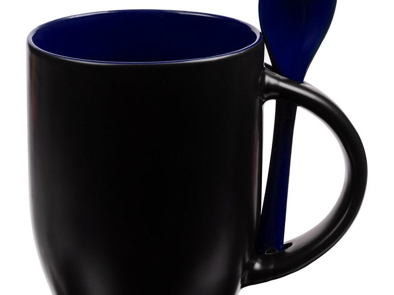 Кружка-хамелеон Melty с ложкой, черная с синим