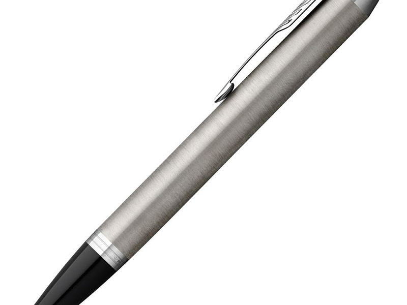 Ручка шариковая Parker IM Essential Stainless Steel CT, серебристая с черным