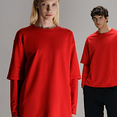 Футболка оверсайз с двойным рукавом Kosmos, красная