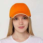 Бейсболка Canopy, оранжевая с белым кантом